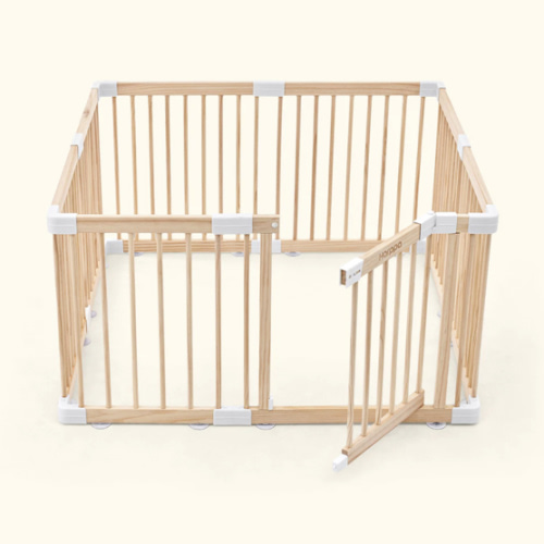 HARPPA Wooden Baby Gate Playpen | Non-Toxic Foldable DIY Adjustable Play Yard for Infants & Toddlers – Natural Finish Baby Fence for Small & Large Spaces