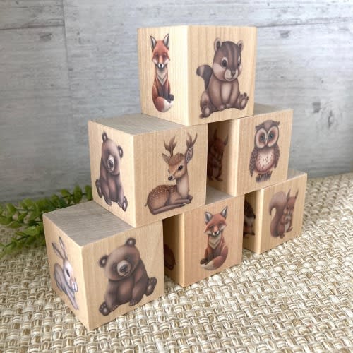 Rustic Woodland Nursery Decor, Wood Baby Blocks, Woodland Animals, Boy Nursery Decor, Baby Shower Gift
