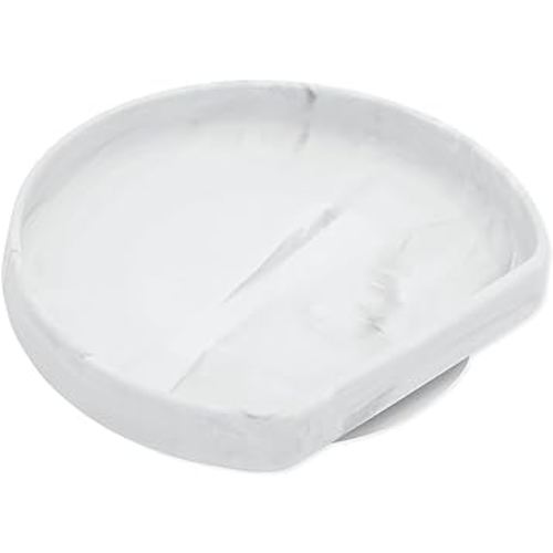 Bumkins Toddler and Baby Suction Plate, Silicone Grip Dish for Babies and Kids, Baby Led Weaning, Children Feeding Supplies, Non Skid Sticky Bottom, Platinum Silicone, Ages 6 Months Up, Marble