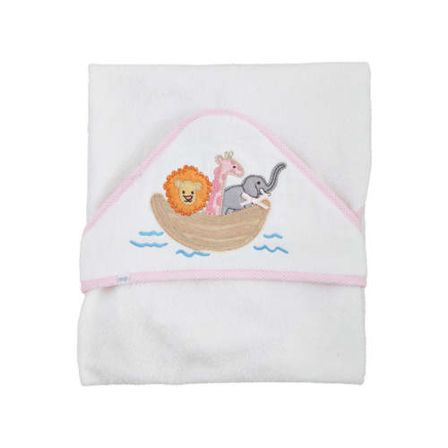 Pink Noah's Ark Hooded Towel