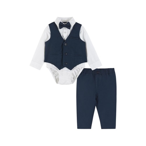 Vest, Button-Up Bodysuit, Pants & Bow Tie Set, 3-6M