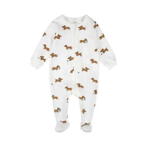 Dog Print Footed One-Piece Pajamas, Newborn