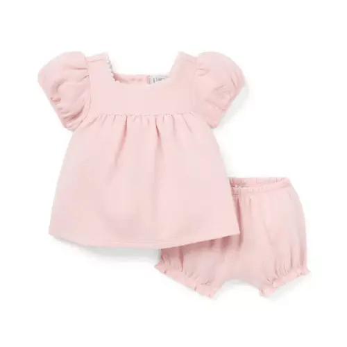 Baby Paris Pink Baby Quilted Puff Sleeve Matching Set by Janie and Jack