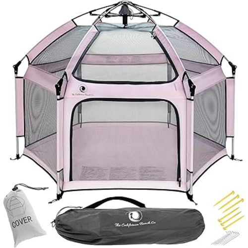 POP 'N GO PLAYPEN - Indoor & Outdoor Baby Playpen for Babies and Toddlers - Baby Beach Tent, Foldable, Portable W/Canopy, Travel Bag, & Mosquito Net - Pop Up Pack and Play Tent (Lavender)
