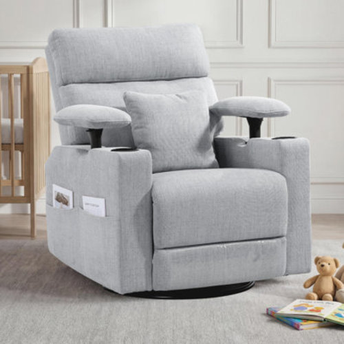 Alcott Hill® 360°Swivel Rocker Recliner Chair With Adjustable Armrests&Headrest,Nursery Glider For Breastfeeding | Wayfair