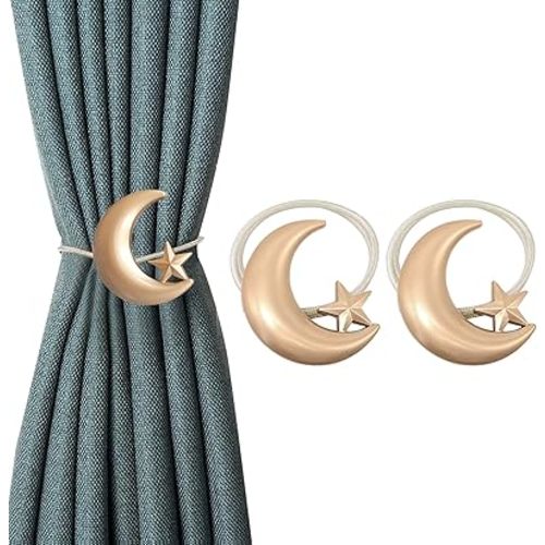 Curtain Tiebacks, 2 Pack Magnetic Curtain Tiebacks Star Moon Curtain tie Back Curtain holdbacks Magnetic Curtain Clips Curtain tie Backs Curtain Clips Holder for Window Draperies Hold Curtains Drape