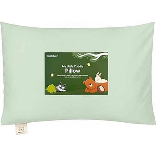 KeaBabies Toddler Pillow with Pillowcase - 13x18 My Little Cuddly Kids Travel Pillows for Sleeping, Nap, Viscose from Bamboo Nursery Pillowcase, Soft & Breathable, Toddler 2-5 Years Old (Sage)