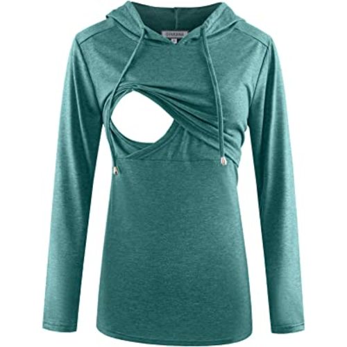 GINKANA Women's Nursing Hoodie Sweatshirt Long Sleeves Breastfeeding Maternity Tops Casual Clothes