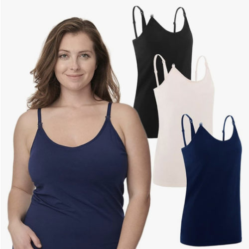Under Control Nursing Cami Tank Tops for Breastfeeding Women Nursing Tops Maternity Shirts, Camisoles with Built in Bra 3Pack