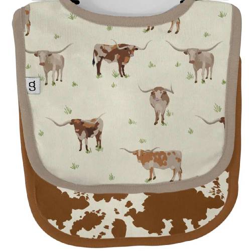 Longhorn Cows Bib Set