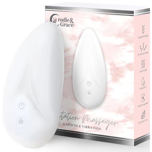Cradle & Grace Warming Lactation Massager, Waterproof Breastfeeding Massager with 10 Intensity Levels & 2 Heat Settings, Breastfeeding Essentials to Support Milk Flow