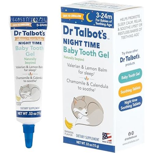 Dr. Talbot's Night Time Baby Tooth Gel for Sore Gums - .53 oz Tube - Banana Flavor - for Ages 3-24 Months