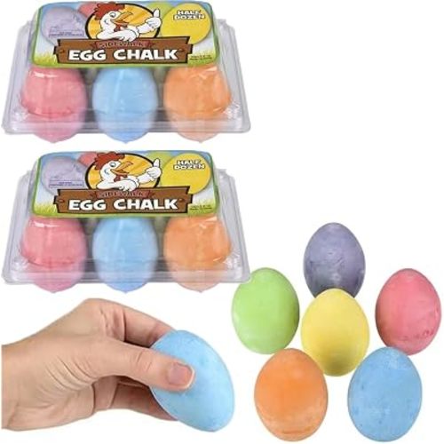 Chochkees 12-Pack Easter Egg Chalk, Sidewalk Chalk for Kids, Easter Basket Stuffers Gifts Fillers, Perfect For Easter Egg Hunt, Party Favors, 2.5" Inch