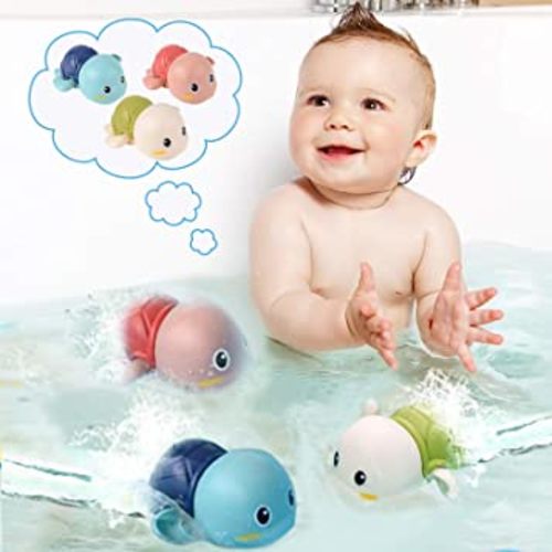 Baby Bath Toys-Wind up Turtle Bathtub Toys,Toy for Babies 6-12 Months Floating Swimming Turtles for Boys Girls,Baby Shower Bathtime Fun Pool Toys for Toddlers,Gift for 1 2 3 4 Year Old Boys Girls