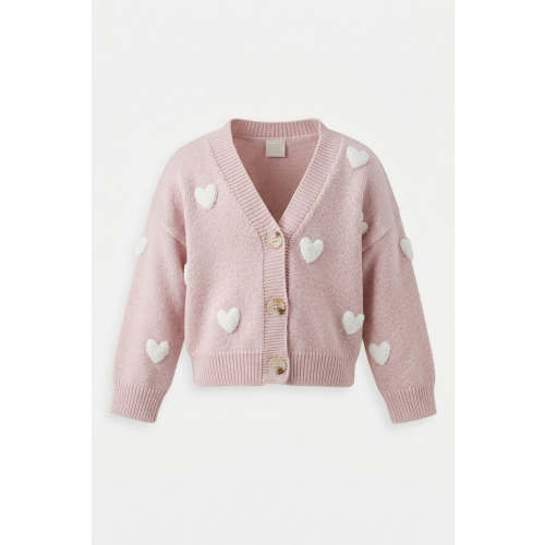 Girls Elaine Heart Buttoned Cardigan
