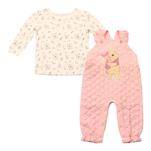 Magic Threadz Disney Clothes Baby Girls Overall Set – Long Sleeve Top & Romper with Minnie and Winnie the Pooh (0–24M)