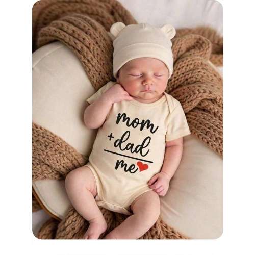 SHEIN Baby Boy Casual Simple Heart Pattern Short Sleeve Bodysuit Suit For Spring And Summer | SHEIN USA