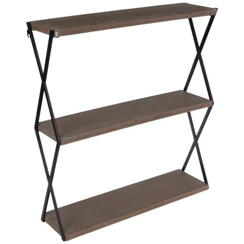 Brown & Black Three-Tiered Wood Wall Shelf