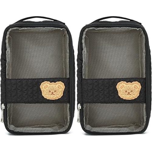Diaper Bag Organizer Pouches - 2 Pack, Small Diaper Bag Mini Purse, Travel Baby Bag for Boys & Girls, Black