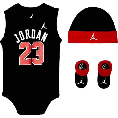 Nike Jordan Infant Jumpman Air 23 3 Piece Set (Black(LJ0208-023)/Red, 0-6 Months)