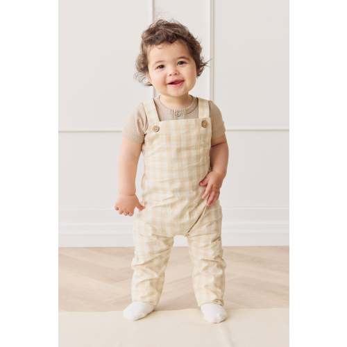 Organic Cotton Kingston Overall - Gingham Pale Khaki