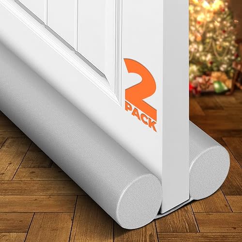 Holikme Door Draft Stopper 2 Pack×36inch, Door Sweep Weather Stripping Noise Blocker Window Breeze Blocker Adjustable Door Sweeps, Grey