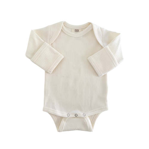 Ivory / Organic Ribbed Long Sleeve Bodysuit