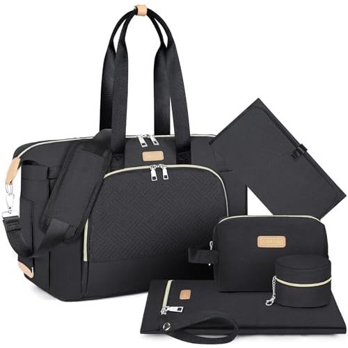 Diaper Bag Tote for Baby 7PCS, Large Mommy Bag with Portable Changing Pad