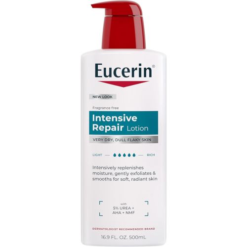 Eucerin Intensive Repair Body Lotion for Dry Skin with Alpha Hydroxy, Body Moisturizer for Very Dry Skin, Moisturizes, Exfoliates and Conditions, Fragrance Free and Paraben Free, 16.9 Fl Oz Bottle