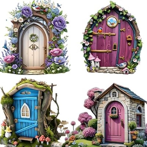 Tree Fairy Door Wall Decal, Removable Wall Sticker (Fairy Door)