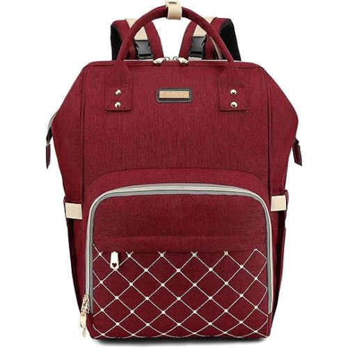 Diaper Bag Backpack, Diaper Bags for Baby Girls Boys, Baby Bags for Moms Dads, Nappy Changing Bag with Insulated Pockets,Multi-functional Waterproof Backpack with Stroller straps-Red