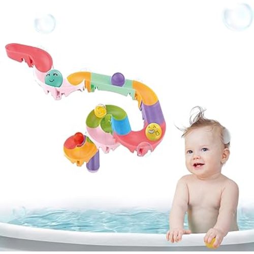 taseyok Toddler Bath Toys, Bathtub Toys Ball Slide Track, DIY Shower Toys with Suction Cups, Christmas Birthday Bath Fun Time Gifts Toys for Girls and Boys Age 2 3 4 5 6