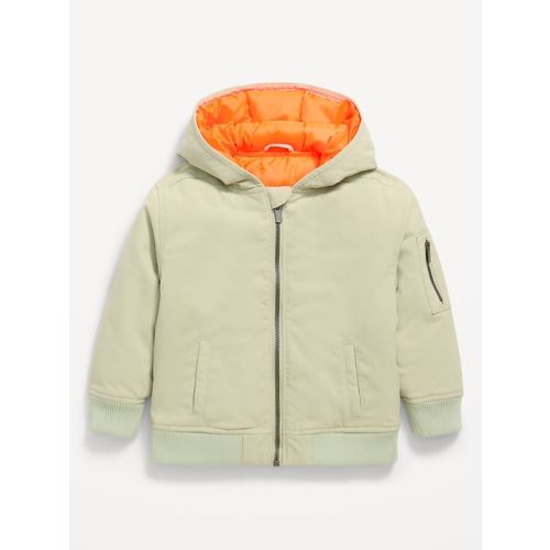 Water-Resistant Hooded Bomber Jacket for Toddler Boys