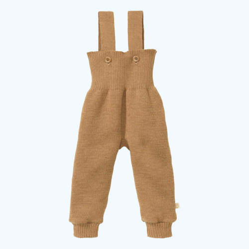 DISANA Knitted Wool Bib Pants for Baby/Toddler - Caramel, size 74/80