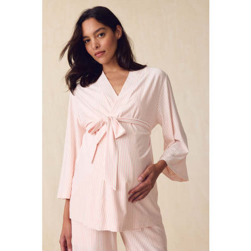 LAKE | Women | DreamModal™ Pajamas | English Rose Pencil Stripe Maternity Kimono Bundle - size XXL
