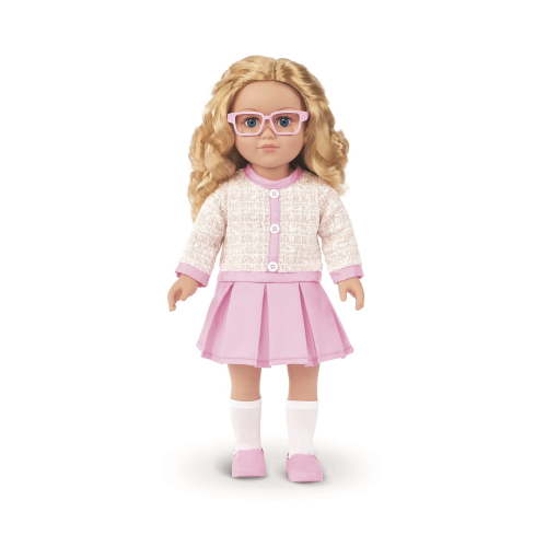 My Life As Clara 18-Inch Posable Fashion Doll with Medium Blonde Hair, Blue Eyes, Pink Glasses & School Outfit