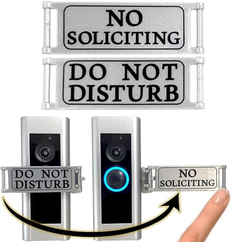 Universal Fitting Doorbell Cover that Rotates from DO NOT DISTURB to NO SOLICITING - Horizontal & Vertical Mode, Easy to Install, No Tools/Mods Needed - Sign Blocks Any Video or Standard Button Ring