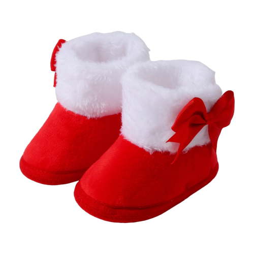 NOLDARES Newborn Infant Baby Boys Girls Fleece Booties Stay On Socks Soft Shoes Non Skid Winter Warm Christmas Slippers(Red,0-3 Months)