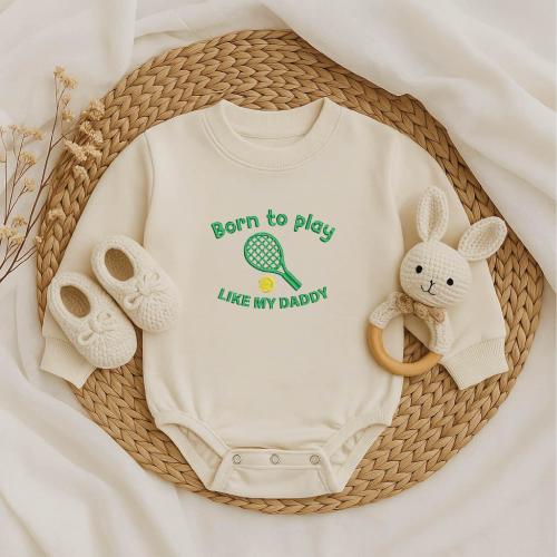 Born To Play Like My Daddy Baby Romper | Tennis Baby Bodysuit | Tennis Dad's Baby Gift