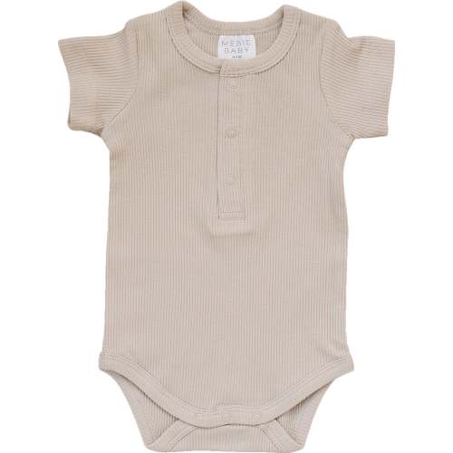 Oatmeal Organic Cotton Ribbed Snap Bodysuit – Mebie Baby