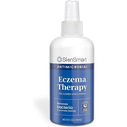 SkinSmart Antimicrobial Eczema Therapy with Hypochlorous Acid, Safely Removes Bacteria so Skin Can Heal, for Adults, Kids and Seniors, 8 Ounce Clear Spray