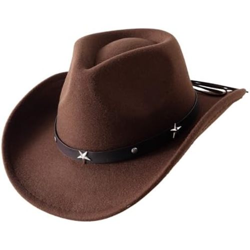 Lanzom Kids Girls Boys Cowboy Cowgirl Hat with Buckle Belt Toddlers Felt Western Hat