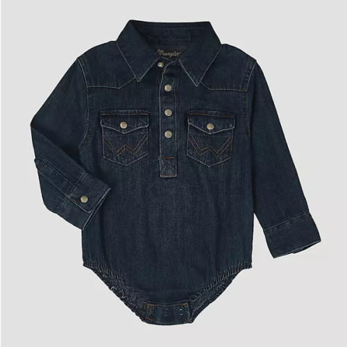 Baby Boy Long Sleeve Bodysuit Denim | COLLECTIONS | Wrangler®
