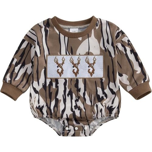 Baby Boy Duck Hunting Clothes Short Sleeve Camo Bubble Romper Shirt Onesie Bodysuit Infant Summer Outfit