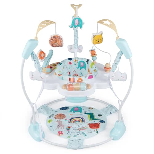 INFANS Baby Jumpers and Bouncers, 3 in 1 Play Activity Center, Blue | Infant Stationary Exersaucer Learning Toys with Music Lights Sounds, Interactive Toys, 360° Rotary Seat, 3 Adjustable Heights
