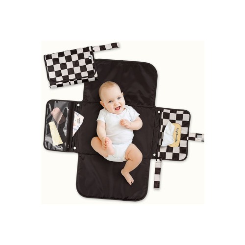 Portable/Foldable Waterproof Diaper Changing Pad with Smart Wipes Pocket