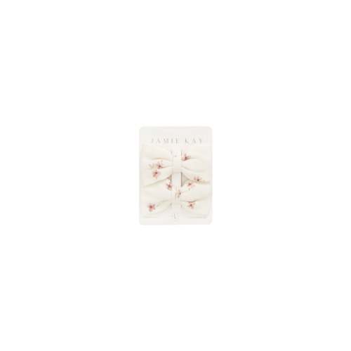 Organic Cotton Noelle 2pk Bow - Simple Flowers Egret
