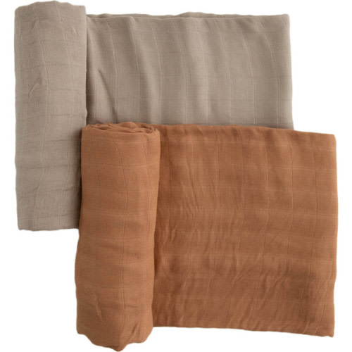 Deluxe Muslin Swaddle Blanket Set, Caramel