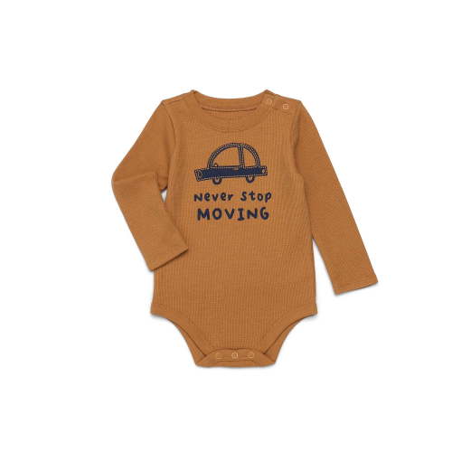 Garanimals Baby Boy Graphic Thermal Bodysuit with Long Sleeves, Sizes 0M-24M