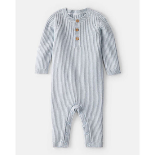 Baby Boy Ribbed Cotton Jumpsuit - Blue - Carter's | Carter's